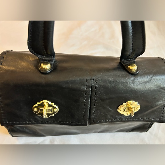 Cynthia Rowley Black Leather Top-Handle Purse - Picture 7 of 16